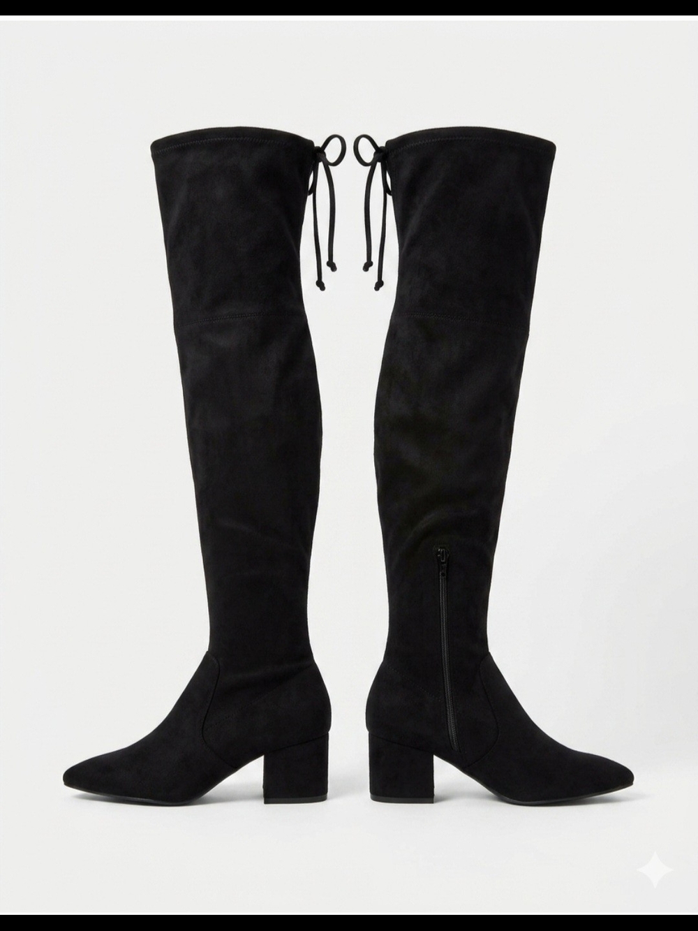 a new day Black Over-the-Knee Block Heel Boots with Back Tie